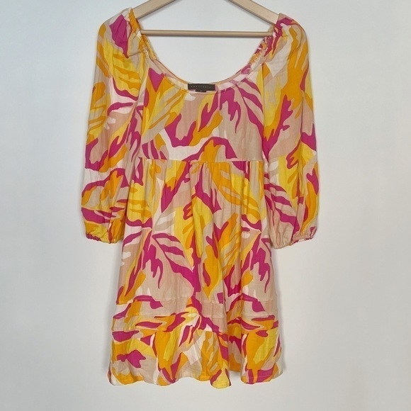 Sanctuary Cotton Babydoll Mini Dress Pink Orange Print Make a Splash XS - Picture 5 of 15